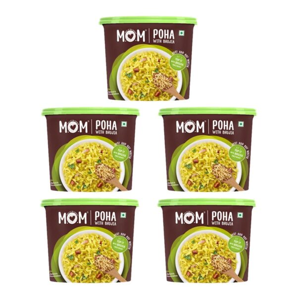 MOM - Meal of the Moment Poha with Bhujia 80g (Pack of 5) - Ready to Eat | Instant Food | No Added Preservatives