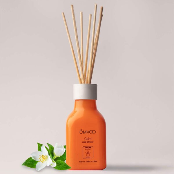 Omved Calm Jasmine Mogra Essential Oil Reed Diffuser Set 100 ml - Image 2