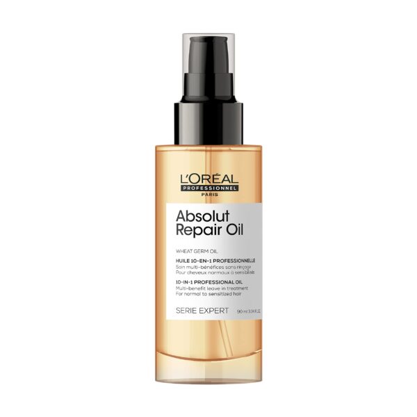L'Oréal Professionnel Absolut Repair Oil 10-in-1 Multi-benefit Leave-In Hair Serum with Wheat Germ Oil for Dry & Damaged Hair Serie Expert 90ml