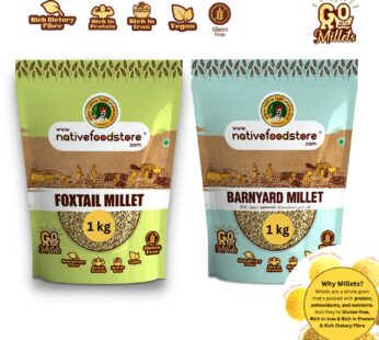 Native Food Store Millet Combo Pack 2KG | Natural Grains Combo Pack of 2 | Foxtail 1KG Barnyard 1KG | Native Low GI Millet Rice | Nutrient Powerhouse High Protein & 100% More Fibre Than Rice