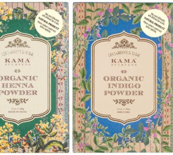 Kama Ayurveda Kumkumadi Miraculous Beauty Fluid Ayurvedic Night Serum & Kama Ayurveda Organic Indigo Powder 100g & Kama Ayurveda 100% Organic Henna Powder 100g – Brown