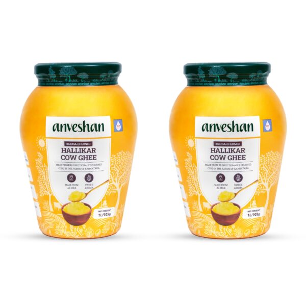 Anveshan A2 Desi Cow Ghee (1Ltr x 2 Jars) | Glass Jar | Bilona Method | Curd-Churned | Pure Natural & Healthy | Lab Tested | Grass-Fed Cultured Ghee - Image 3