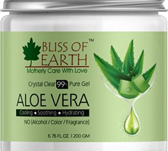 Bliss of earth 99% Pure Crystal Clear Aloe Vera Gel | 200GM | Great For Face Body & Hair | Effective Cooling Soothing & Hydrating | Paraben Free