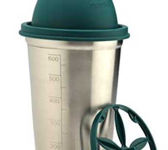 Signoraware Shake n Shake Stainless Steel Sports Shaker Bottle with Blending Ball and Whisking Wheel 650ml Green Set of 1