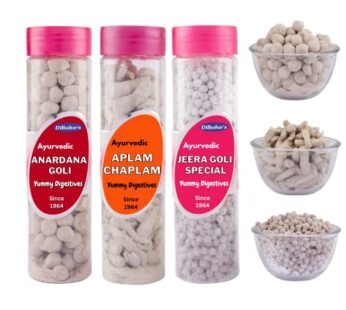 DILBAHARS Yummy Digestive Anardana Goli(210g) Aplam Chaplam(165g) & Jeera Goli(220g) Combo