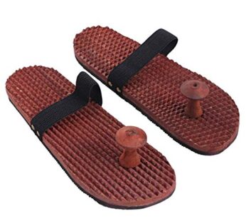 Wooden Relaxing Acupressure Massager Slippers/Chappals for Good Health (Brown)