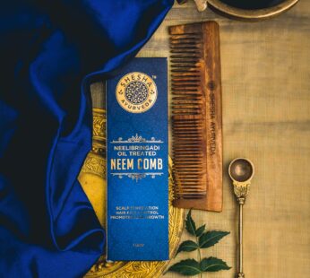 Shesha Ayurveda Neem Comb Neelibringadi Oil Treated Handmade Wide-Tooth Comb